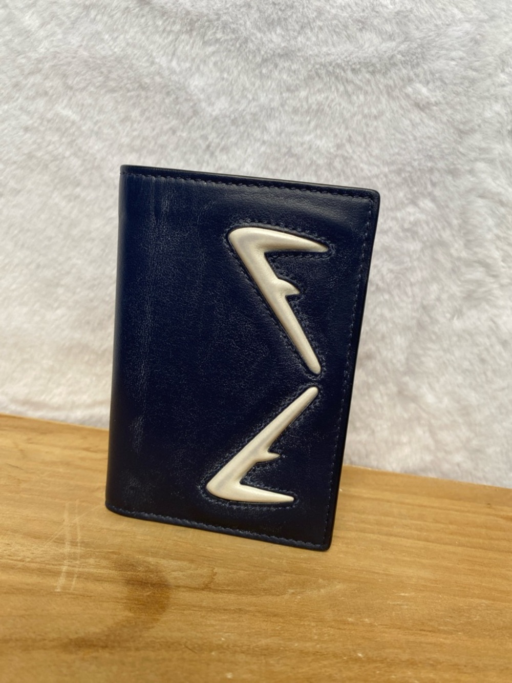 Fendi Monster Navy Blue Leather Card Holder